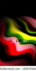 Abstract wave lines fluid rainbow style color stripes on black background. Vector artistic illustration for presentation, app wallpaper, banner or poster