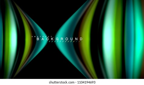 Abstract wave lines fluid rainbow style color stripes on black background. Vector artistic illustration for presentation, app wallpaper, banner or poster