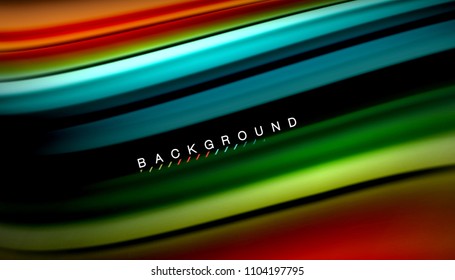 Abstract wave lines fluid rainbow style color stripes on black background. Vector artistic illustration for presentation, app wallpaper, banner or poster