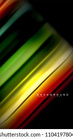 Abstract wave lines fluid rainbow style color stripes on black background. Vector artistic illustration for presentation, app wallpaper, banner or poster