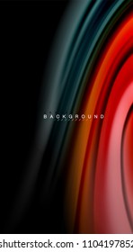 Abstract wave lines fluid rainbow style color stripes on black background. Vector artistic illustration for presentation, app wallpaper, banner or poster