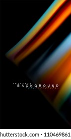 Abstract wave lines fluid rainbow style color stripes on black background. Vector artistic illustration for presentation, app wallpaper, banner or poster