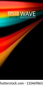 Abstract wave lines fluid rainbow style color stripes on black background. Vector artistic illustration for presentation, app wallpaper, banner or poster