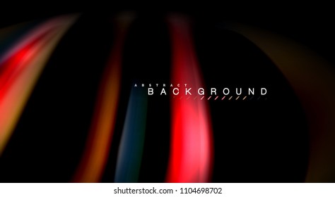 Abstract wave lines fluid rainbow style color stripes on black background. Vector artistic illustration for presentation, app wallpaper, banner or poster