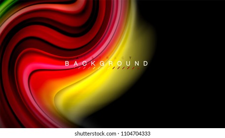 Abstract wave lines fluid rainbow style color stripes on black background. Vector artistic illustration for presentation, app wallpaper, banner or poster