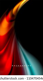 Abstract wave lines fluid rainbow style color stripes on black background. Vector artistic illustration for presentation, app wallpaper, banner or poster