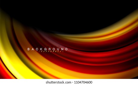 Abstract wave lines fluid rainbow style color stripes on black background. Vector artistic illustration for presentation, app wallpaper, banner or poster