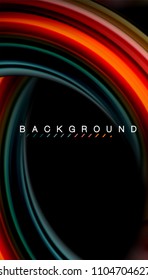 Abstract wave lines fluid rainbow style color stripes on black background. Vector artistic illustration for presentation, app wallpaper, banner or poster