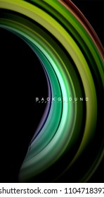 Abstract wave lines fluid rainbow style color stripes on black background. Vector artistic illustration for presentation, app wallpaper, banner or poster