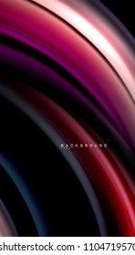 Abstract wave lines fluid rainbow style color stripes on black background. Vector artistic illustration for presentation, app wallpaper, banner or poster