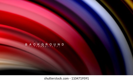 Abstract wave lines fluid rainbow style color stripes on black background. Vector artistic illustration for presentation, app wallpaper, banner or poster