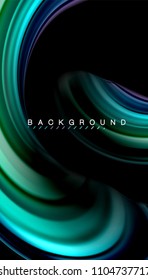 Abstract wave lines fluid rainbow style color stripes on black background. Vector artistic illustration for presentation, app wallpaper, banner or poster