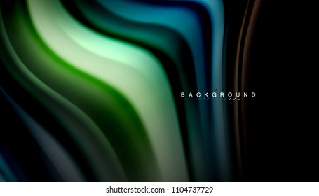 Abstract wave lines fluid rainbow style color stripes on black background. Vector artistic illustration for presentation, app wallpaper, banner or poster