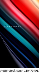 Abstract wave lines fluid rainbow style color stripes on black background. Vector artistic illustration for presentation, app wallpaper, banner or poster