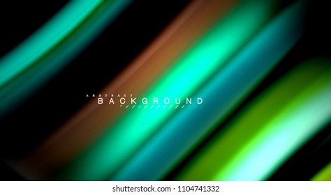 Abstract wave lines fluid rainbow style color stripes on black background. Vector artistic illustration for presentation, app wallpaper, banner or poster