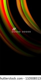 Abstract wave lines fluid rainbow style color stripes on black background. Vector artistic illustration for presentation, app wallpaper, banner or poster