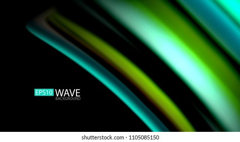 Abstract wave lines fluid rainbow style color stripes on black background. Vector artistic illustration for presentation, app wallpaper, banner or poster