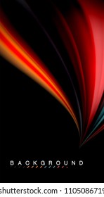 Abstract wave lines fluid rainbow style color stripes on black background. Vector artistic illustration for presentation, app wallpaper, banner or poster