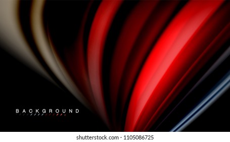 Abstract wave lines fluid rainbow style color stripes on black background. Vector artistic illustration for presentation, app wallpaper, banner or poster