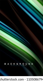 Abstract wave lines fluid rainbow style color stripes on black background. Vector artistic illustration for presentation, app wallpaper, banner or poster
