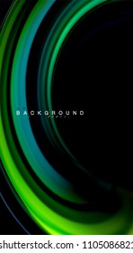 Abstract wave lines fluid rainbow style color stripes on black background. Vector artistic illustration for presentation, app wallpaper, banner or poster