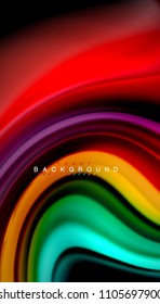 Abstract wave lines fluid rainbow style color stripes on black background. Vector artistic illustration for presentation, app wallpaper, banner or poster