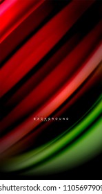 Abstract wave lines fluid rainbow style color stripes on black background. Vector artistic illustration for presentation, app wallpaper, banner or poster