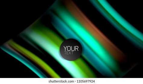Abstract wave lines fluid rainbow style color stripes on black background. Vector artistic illustration for presentation, app wallpaper, banner or poster
