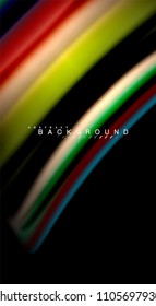 Abstract wave lines fluid rainbow style color stripes on black background. Vector artistic illustration for presentation, app wallpaper, banner or poster