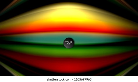 Resumen de líneas de onda fluidos estilo arco iris rayas de color sobre fondo negro. Ilustración artística vectorial para presentación, fondo de pantalla de aplicación, cartel o afiche