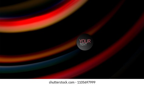 Abstract wave lines fluid rainbow style color stripes on black background. Vector artistic illustration for presentation, app wallpaper, banner or poster