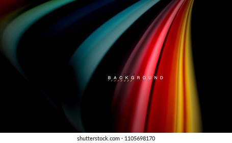 Abstract wave lines fluid rainbow style color stripes on black background. Vector artistic illustration for presentation, app wallpaper, banner or poster