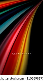 Abstract wave lines fluid rainbow style color stripes on black background. Vector artistic illustration for presentation, app wallpaper, banner or poster