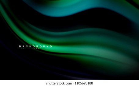 Abstract wave lines fluid rainbow style color stripes on black background. Vector artistic illustration for presentation, app wallpaper, banner or poster