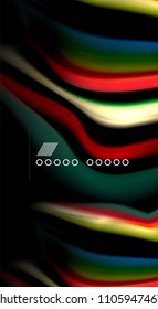 Abstract wave lines fluid rainbow style color stripes on black background. Vector artistic illustration for presentation, app wallpaper, banner or poster