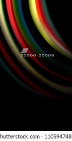 Abstract wave lines fluid rainbow style color stripes on black background. Vector artistic illustration for presentation, app wallpaper, banner or poster