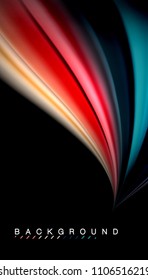 Abstract wave lines fluid rainbow style color stripes on black background. Vector artistic illustration for presentation, app wallpaper, banner or poster