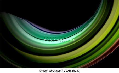 Abstract wave lines fluid rainbow style color stripes on black background. Vector artistic illustration for presentation, app wallpaper, banner or poster