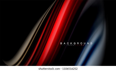 Abstract wave lines fluid rainbow style color stripes on black background. Vector artistic illustration for presentation, app wallpaper, banner or poster