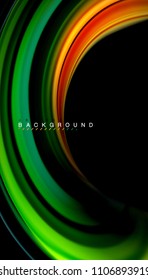 Abstract wave lines fluid rainbow style color stripes on black background. Vector artistic illustration for presentation, app wallpaper, banner or poster