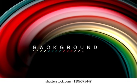Abstract wave lines fluid rainbow style color stripes on black background. Vector artistic illustration for presentation, app wallpaper, banner or poster