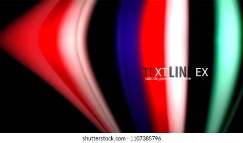 Abstract wave lines fluid rainbow style color stripes on black background. Vector artistic illustration for presentation, app wallpaper, banner or poster