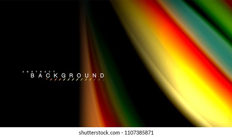 Abstract wave lines fluid rainbow style color stripes on black background. Vector artistic illustration for presentation, app wallpaper, banner or poster