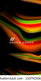 Abstract wave lines fluid rainbow style color stripes on black background. Vector artistic illustration for presentation, app wallpaper, banner or poster