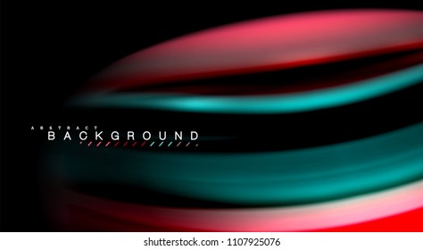 Abstract wave lines fluid rainbow style color stripes on black background. Vector artistic illustration for presentation, app wallpaper, banner or poster