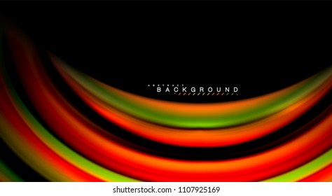 Abstract wave lines fluid rainbow style color stripes on black background. Vector artistic illustration for presentation, app wallpaper, banner or poster