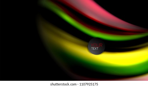 Abstract wave lines fluid rainbow style color stripes on black background. Vector artistic illustration for presentation, app wallpaper, banner or poster