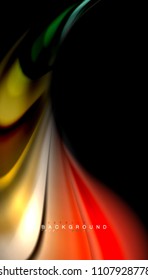 Abstract wave lines fluid rainbow style color stripes on black background. Vector artistic illustration for presentation, app wallpaper, banner or poster