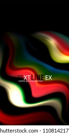 Abstract wave lines fluid rainbow style color stripes on black background. Vector artistic illustration for presentation, app wallpaper, banner or poster