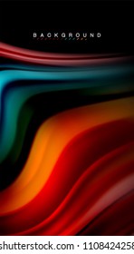 Abstract wave lines fluid rainbow style color stripes on black background. Vector artistic illustration for presentation, app wallpaper, banner or poster